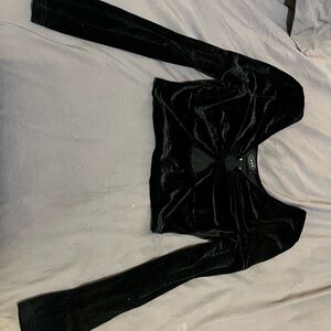 Cider Black Velvet Long Sleeve Top